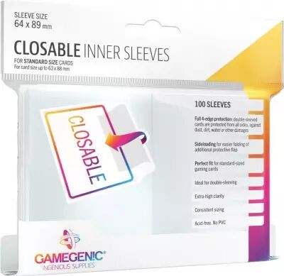 64x89mm - Lot de 100 prot�ge-cartes Closable Inner  Sleeves - Gamegenic