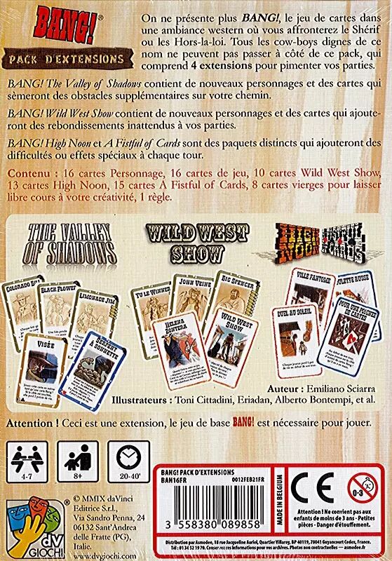 Bang! - Pack d'Extensions - Jeu de Société - Dv Giochi