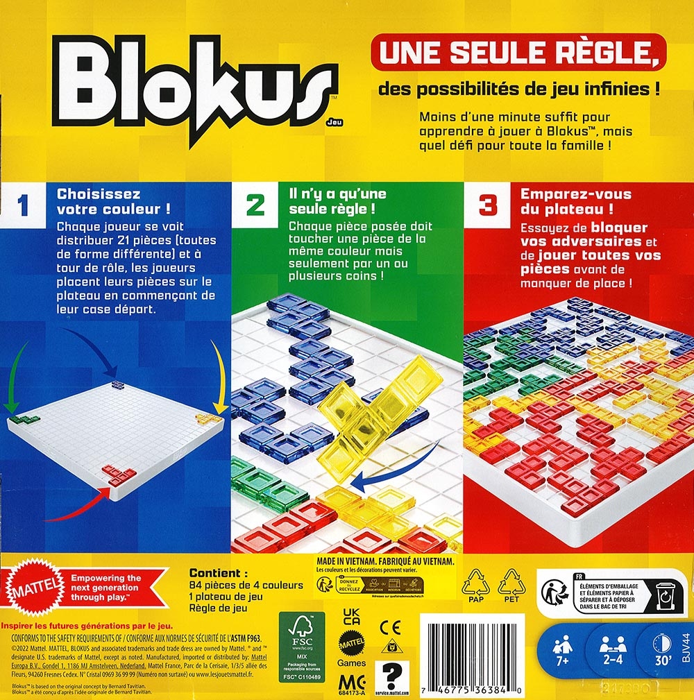 Mattel Games - Blokus - Jeu de Société - 7 ans et + - Jeux classiques