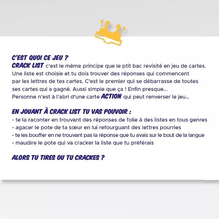 Crack List - Version québécoise (French) - Jeuxjubes