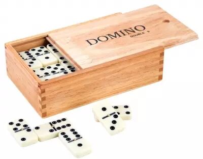 Dominos Double 9 avec pivot - Bo�te bois