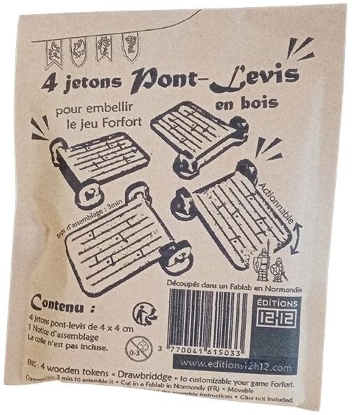 Boite de Forfort : Jetons pont-levis en bois (x4)