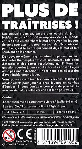 Insider Black - Jeu de Bluff et Déduction - Acheter sur