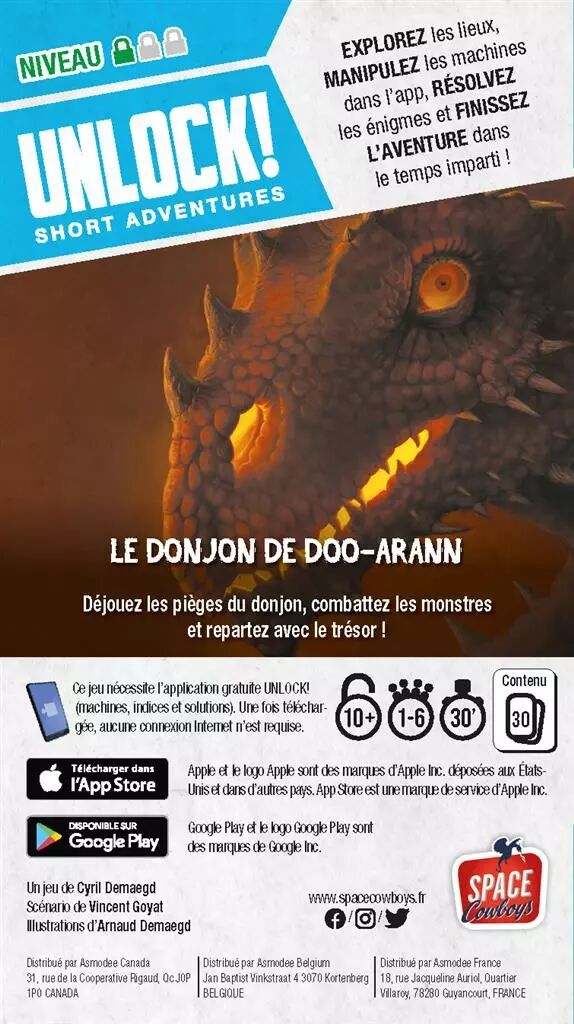 UNLOCK Short Adventure - LE DONJON DE DOO-ARANN   > JEUX  DE SOCIÉTÉ > ASMODEE > SPACE COWBOYS