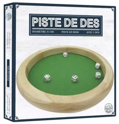 Piste de d�s en bois 35cm + 5 D�s