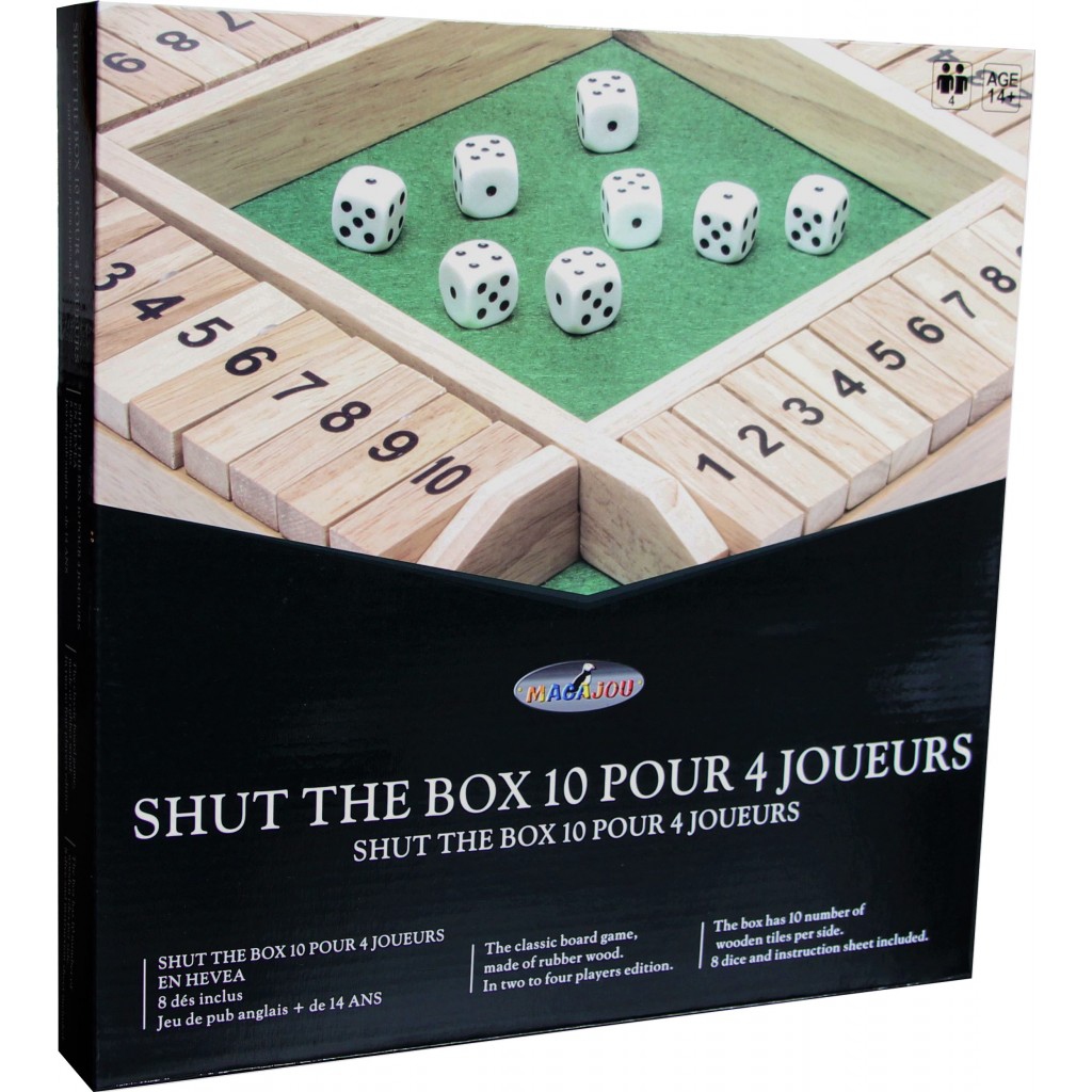 Shut The Box 10 - 4 joueurs avec 8 dés - Jeu Classique - Boutique