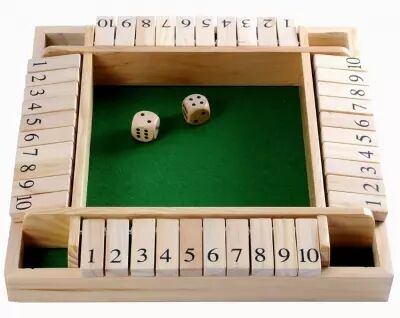 Shut The Box 10 en bois avec 4 d�s