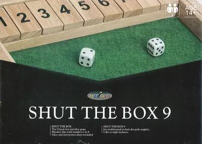 Shut The Box 9 en bois avec 2 d�s