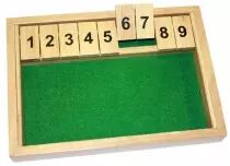 Shut The Box 9 en bois avec 2 dés