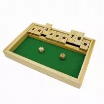 Shut The Box 9 en bois avec 2 dés