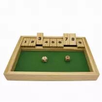 Shut The Box 9 en bois avec 2 dés