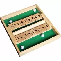 Shut The Box Double 9 en bois avec 4 dés