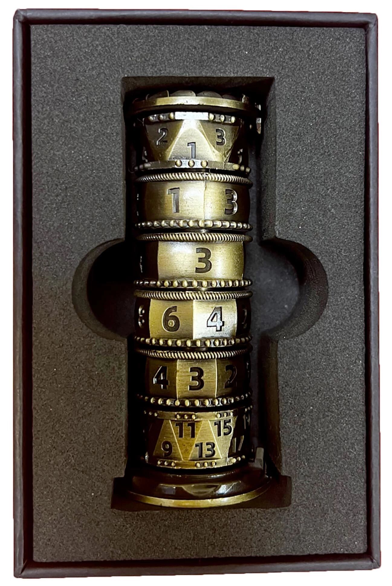 Boite de Tour à Dés Spinner en métal - Effet Vieil Or